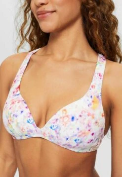 ESPRIT Wattiertes Mit Floralem Print - Bikini Top - Teal Blue