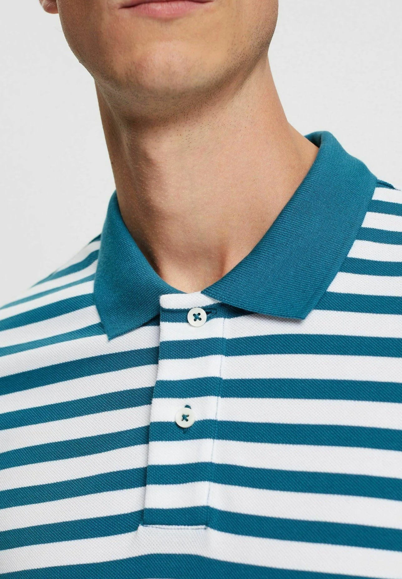ESPRIT Gestreiftes - Polo Shirt - Petrol Blue 4 ESPRIT Gestreiftes - Polo Shirt - Petrol Blue - Image 4