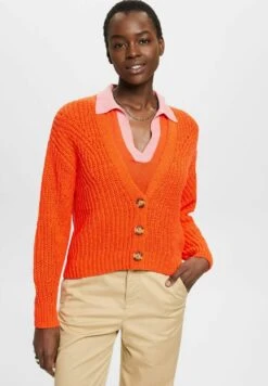 ESPRIT Tape Stitch - Cardigan - Orange Red New