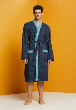 ESPRIT Mit Strukturstreifen - Dressing Gown - Navy Blue -Esprit Sales Store 1743c7d9a7d447fca91cb84f7b1c70db