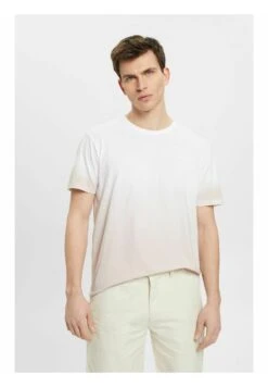 Edc By Esprit Zweifarbig Blass Gefärbtes - Print T-Shirt - White