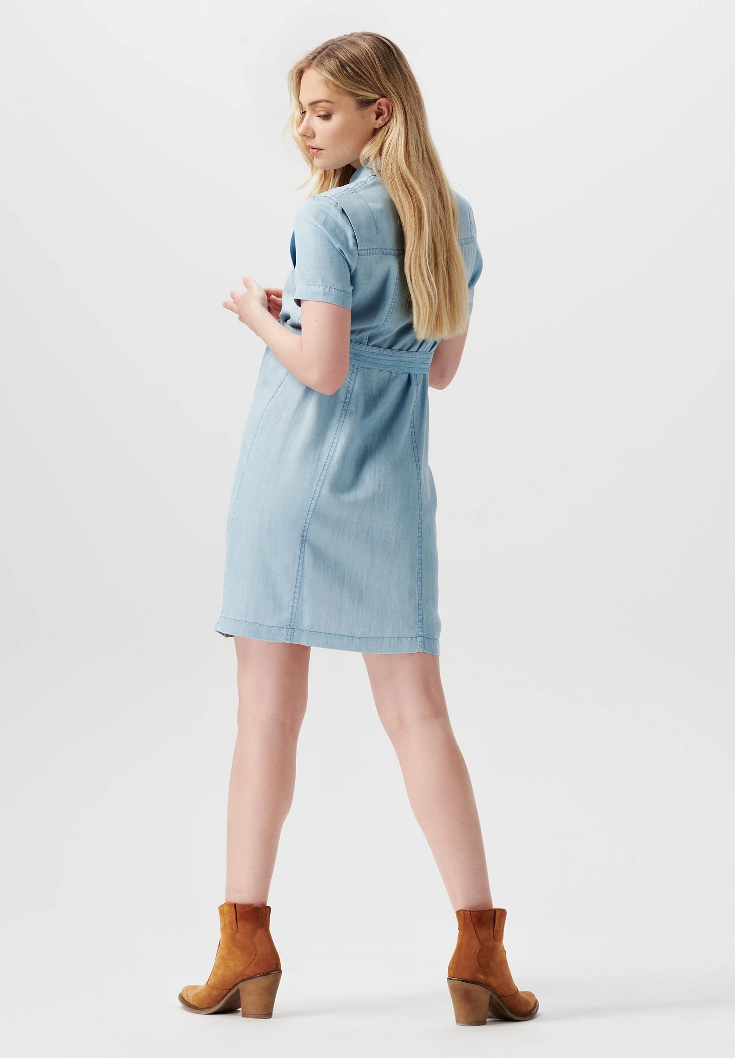 Nursing Short Sleeve - Shirt Dress 3 Nursing Short Sleeve - Shirt Dress - Image 3