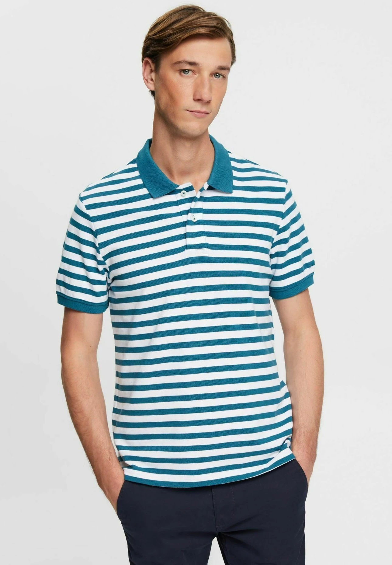 ESPRIT Gestreiftes - Polo Shirt - Petrol Blue 1 ESPRIT Gestreiftes - Polo Shirt - Petrol Blue