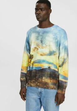 ESPRIT Mit Digitalem Allover-Landschafts Print - Jumper - Dark Blue
