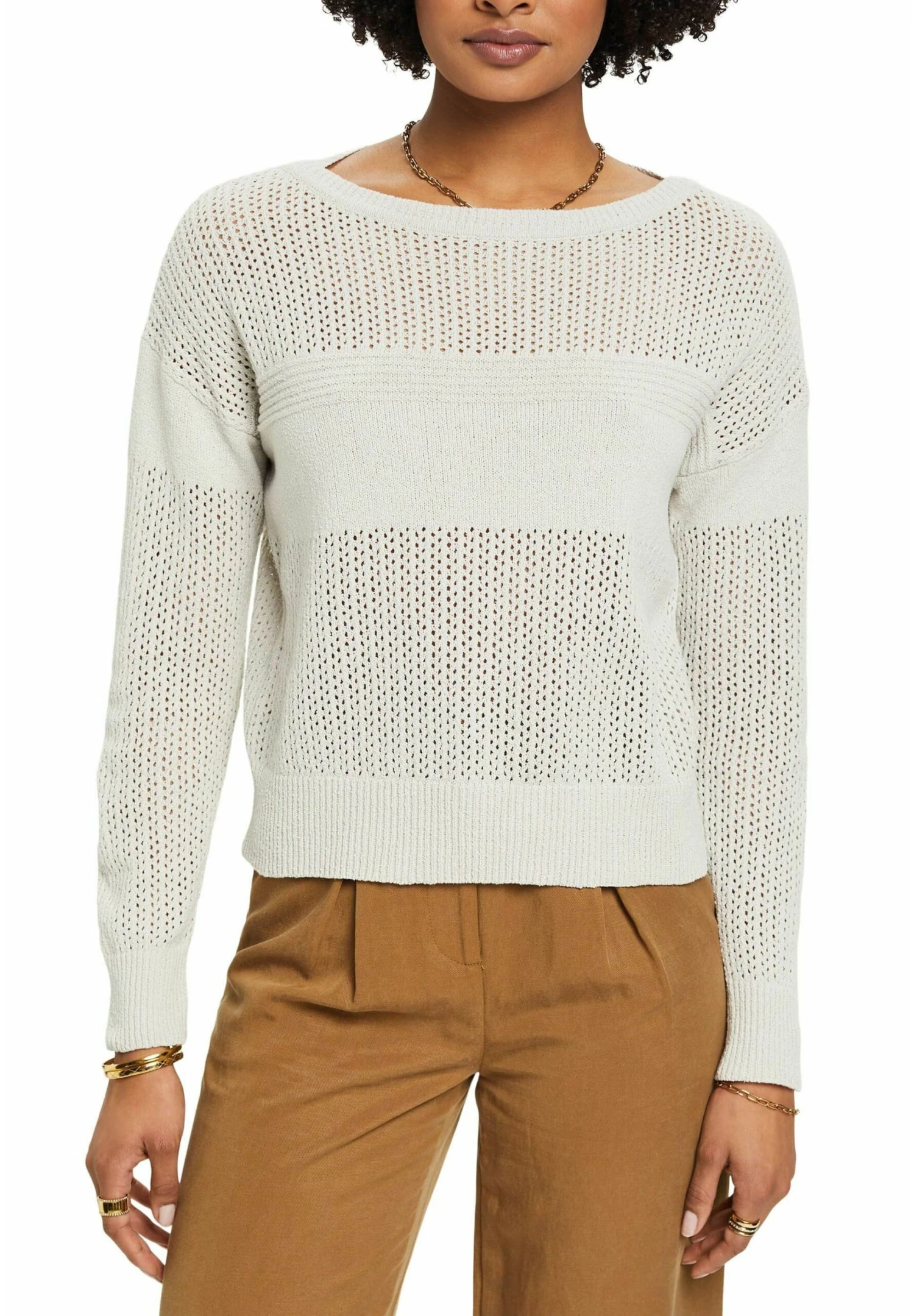 ESPRIT In Pointelle Optik - Jumper - Pastel Grey 1 ESPRIT In Pointelle Optik - Jumper - Pastel Grey