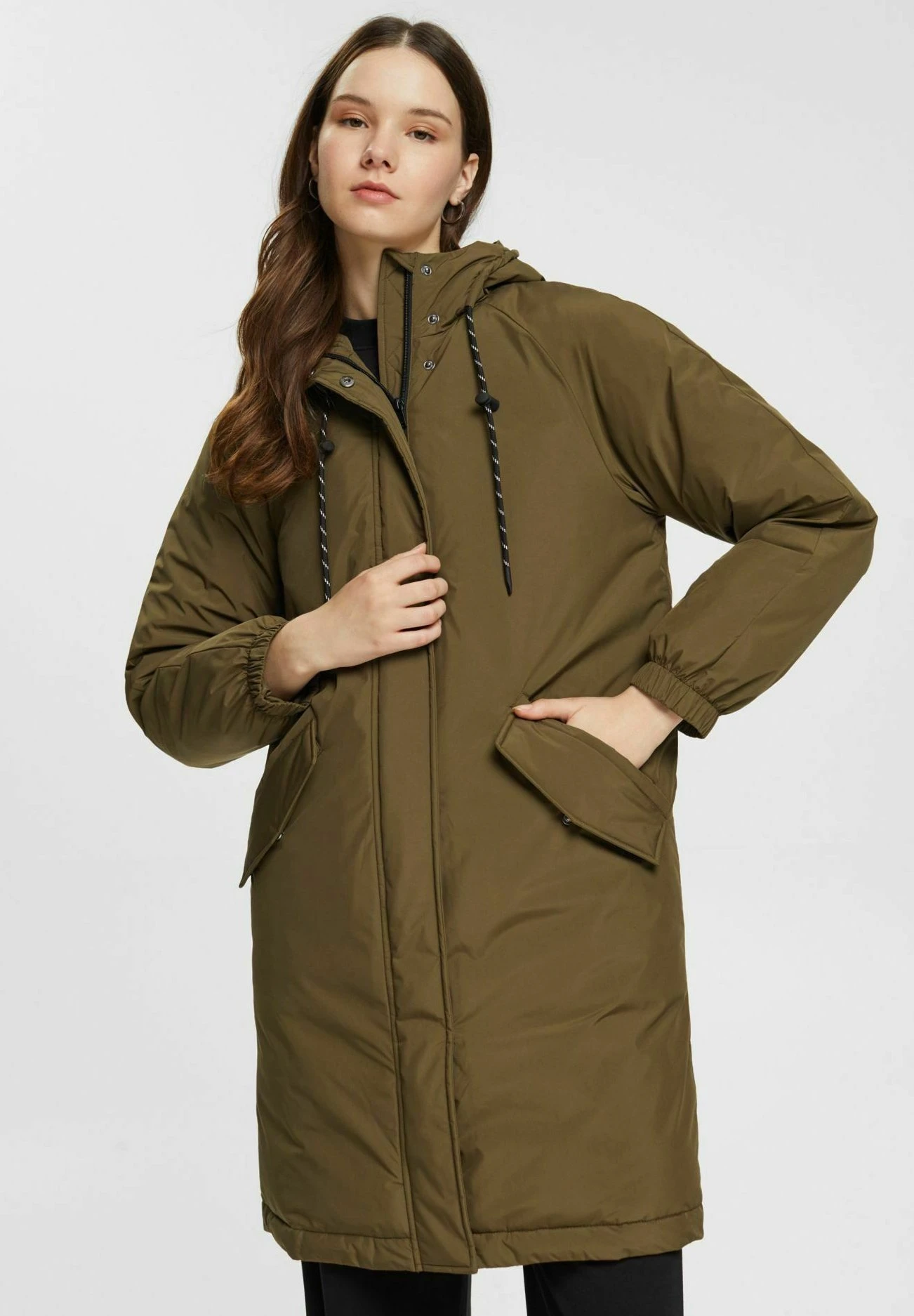 Edc By Esprit Winter Coat - Khaki Green 1 Edc By Esprit Winter Coat - Khaki Green