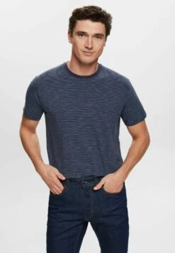 ESPRIT Mit Feinen Streifen - Print T-Shirt - Navy