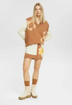 ESPRIT Mit Floralem Jacquard-Muster - Mini Skirt - Toffee -Esprit Sales Store 67074933bccf4452af5a8fe14cc1675b