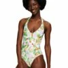 ESPRIT Recycelt Gemusterter Mit Bügel-Cups - Swimsuit - Green