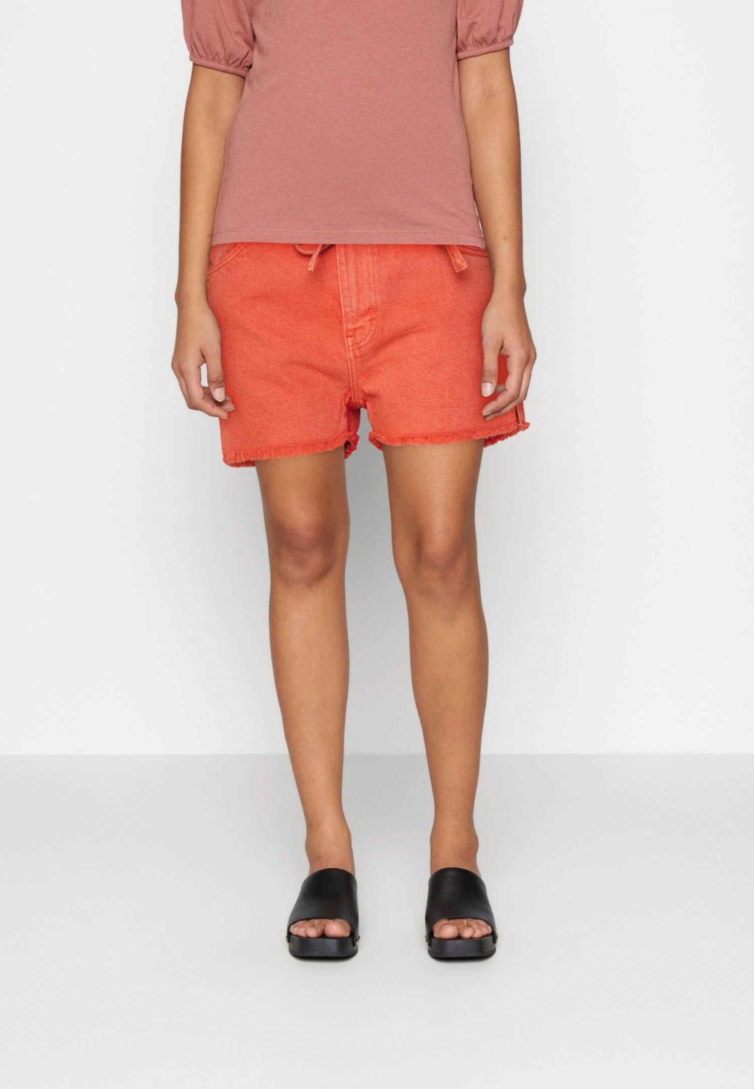 Edc By Esprit Col- Denim Shorts - Coral Orange 1 Edc By Esprit Col- Denim Shorts - Coral Orange
