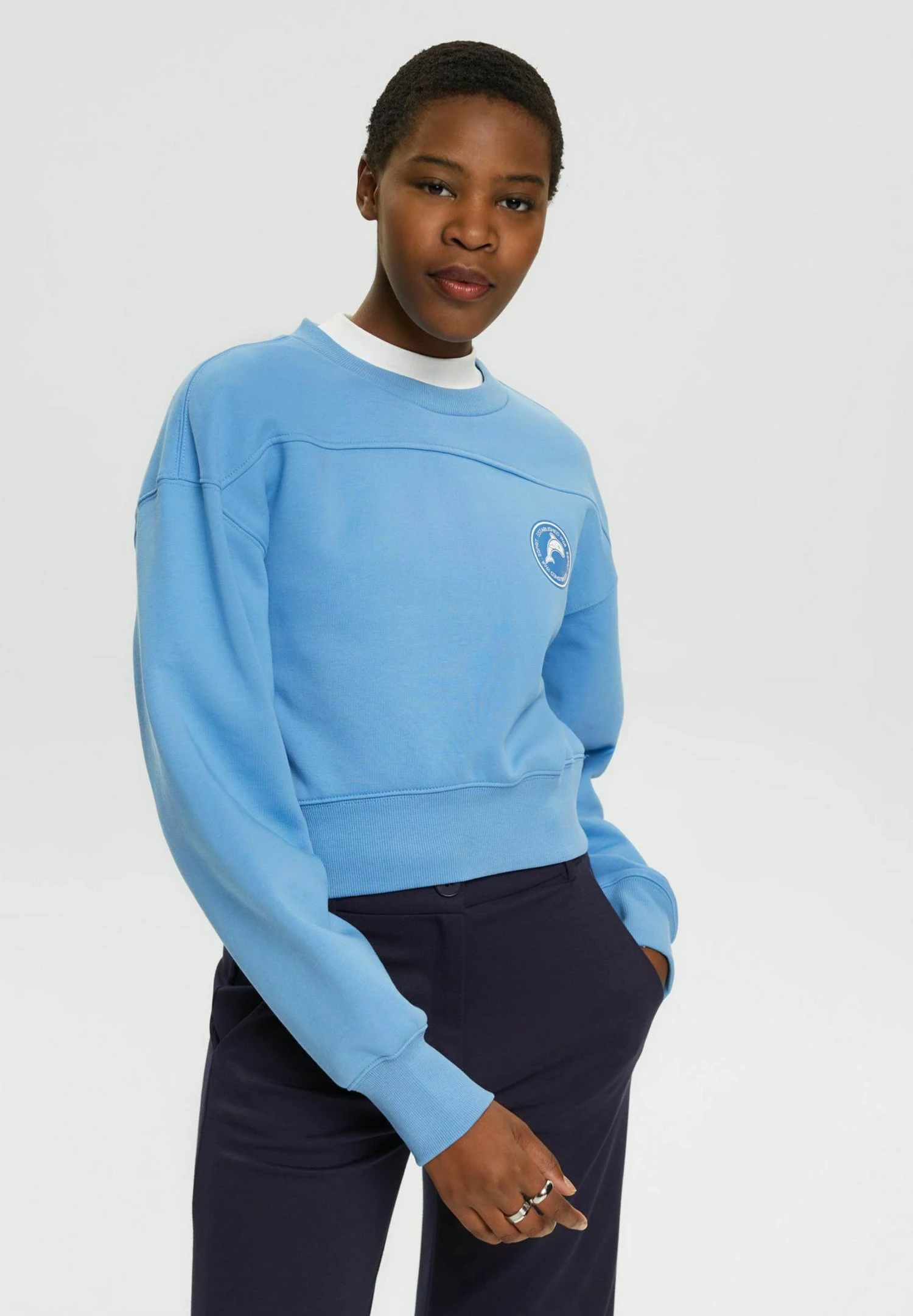 ESPRIT Cropped - Sweatshirt - Light Blue Lavender 1 ESPRIT Cropped - Sweatshirt - Light Blue Lavender