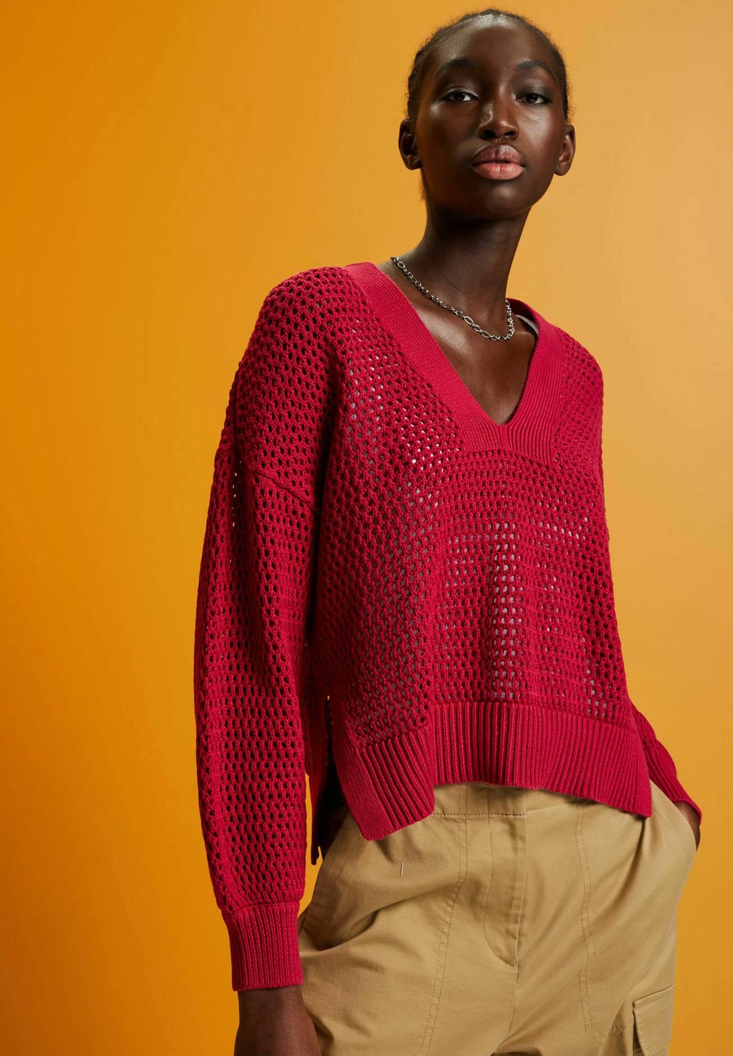 Edc By Esprit V-Ausschnitt - Jumper - Dark Red 5 Edc By Esprit V-Ausschnitt - Jumper - Dark Red - Image 5