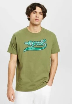 ESPRIT Mit Retro-Logo - Print T-Shirt - Olive