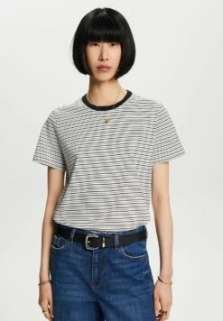 ESPRIT Mit Streifen - Print T-Shirt - Off White