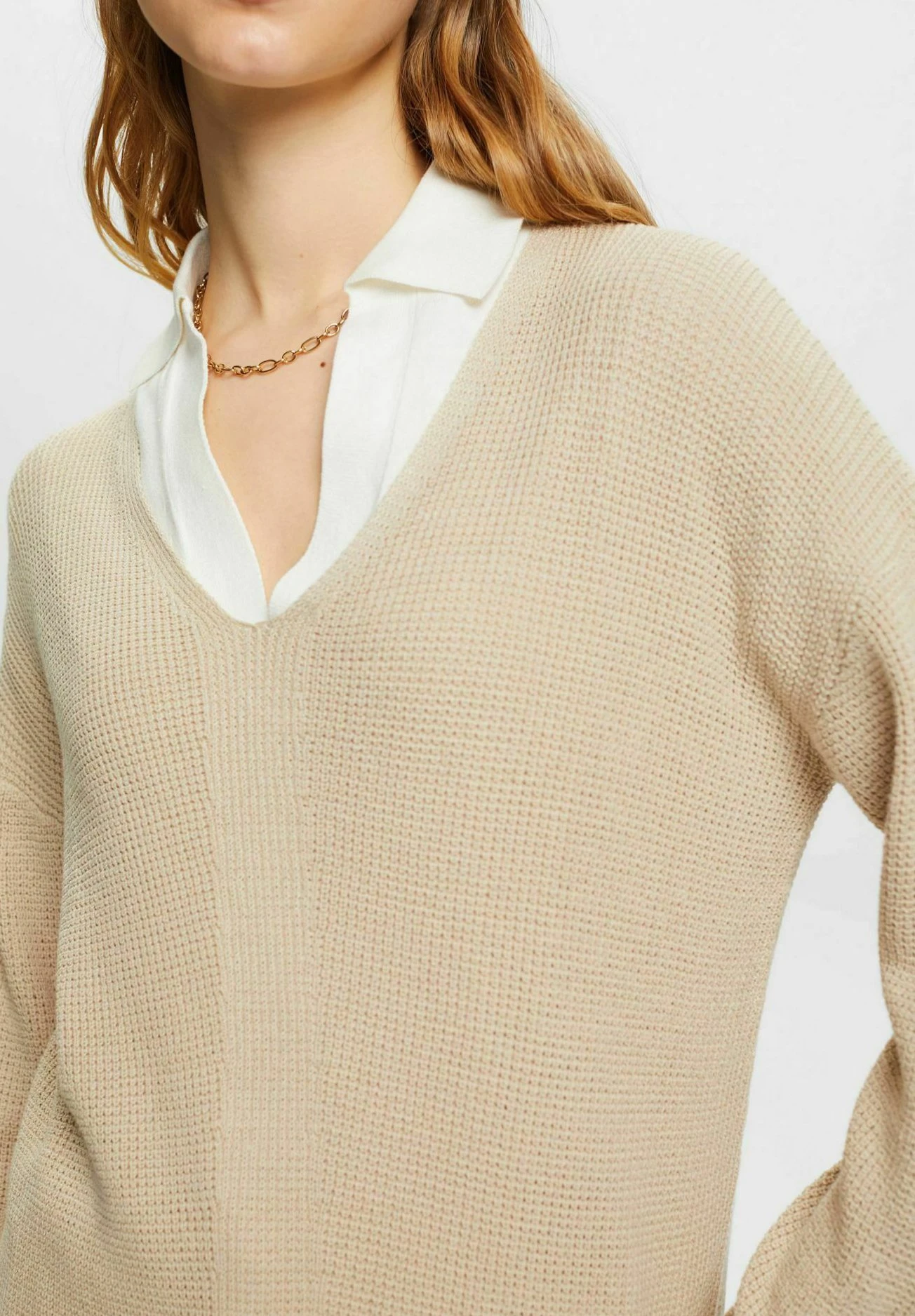 Edc By Esprit Mit V-Ausschnitt - Jumper - Light Taupe 4 Edc By Esprit Mit V-Ausschnitt - Jumper - Light Taupe - Image 4