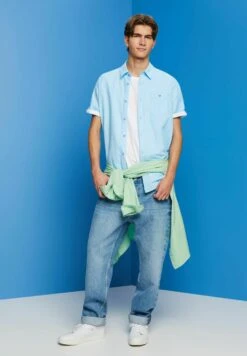 ESPRIT Kurzarm Mit Hahnentrittmuster - Shirt - Turquoise