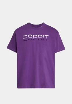ESPRIT Mit Beflocktem Logo-Aufnäher - Print T-Shirt - Dark Purple -Esprit Sales Store bf6564b6c1dc43f18d732d2c23366e4e