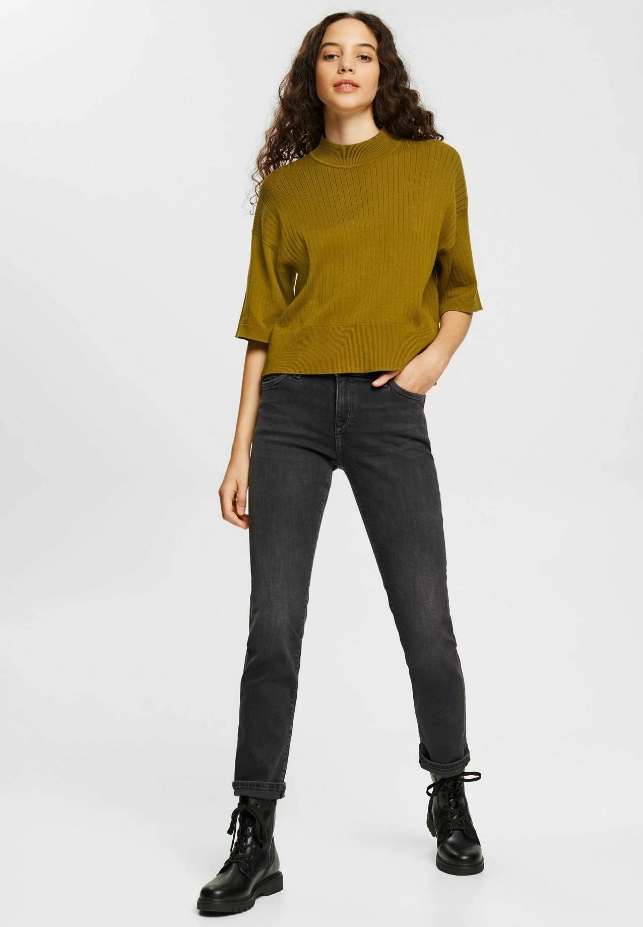 Edc By Esprit Straight Leg Jeans - Black Dark Washed 6 Edc By Esprit Straight Leg Jeans - Black Dark Washed - Image 6