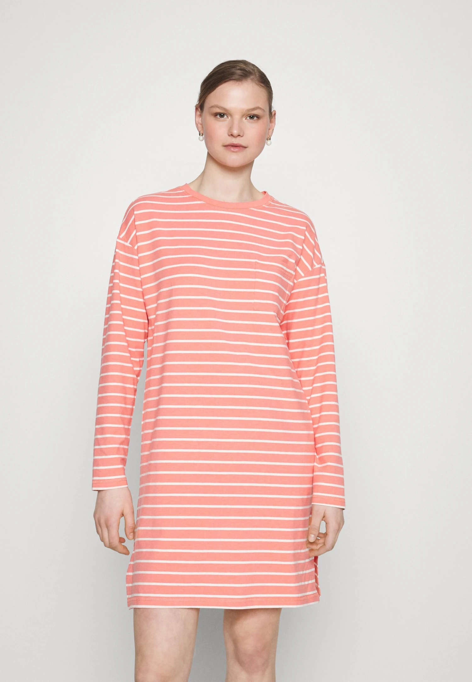 ESPRIT Y/D Stripe Long Slv - Nightie - Coral 1 ESPRIT Y/D Stripe Long Slv - Nightie - Coral