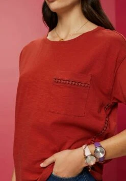 ESPRIT Mit Spitzenbändern - Print T-Shirt - Terracotta New -Esprit Sales Store e1728f1057db4eeaac294d5324251363