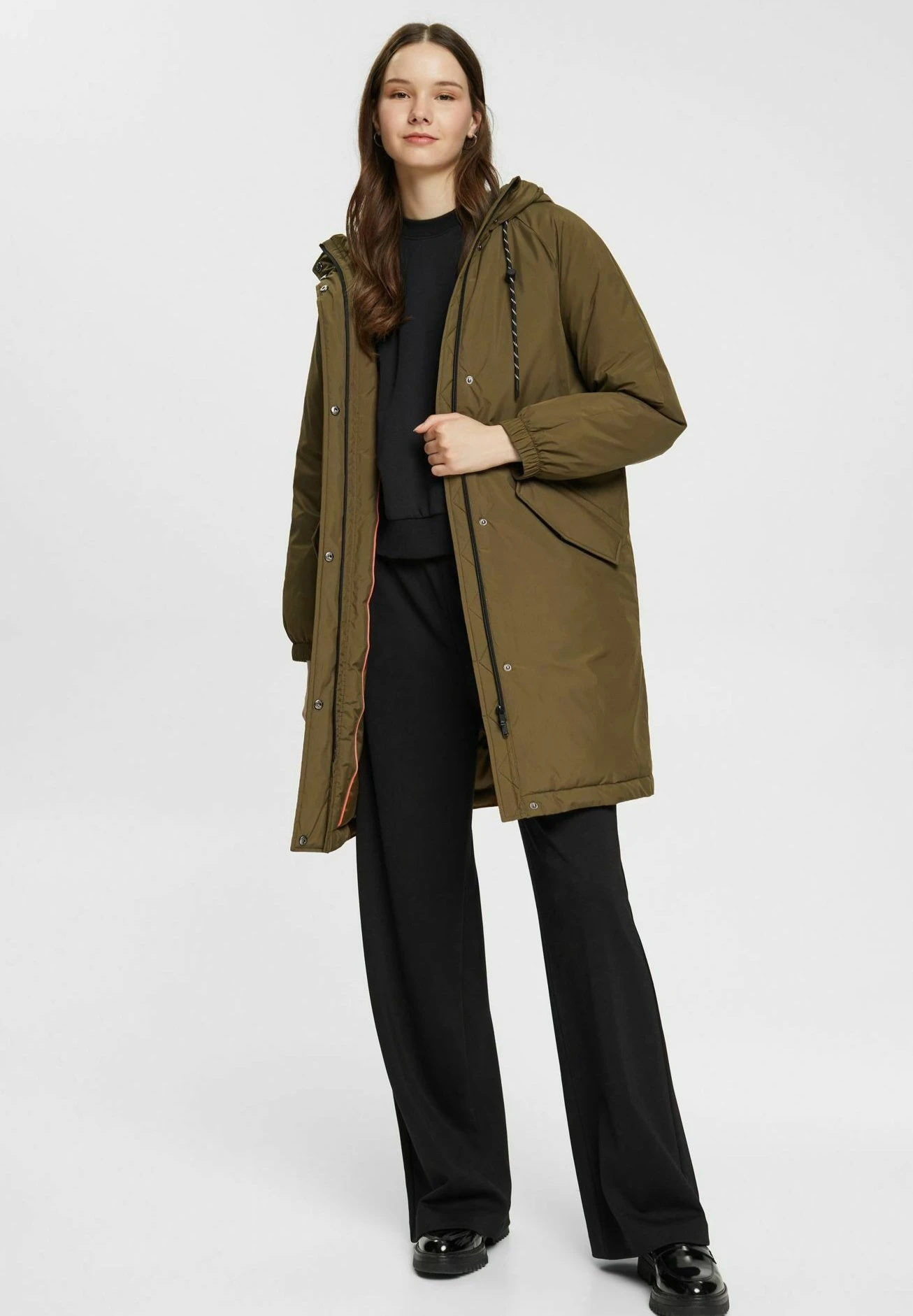 Edc By Esprit Winter Coat - Khaki Green 2 Edc By Esprit Winter Coat - Khaki Green - Image 2