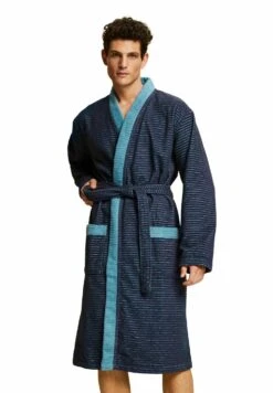 ESPRIT Mit Strukturstreifen - Dressing Gown - Navy Blue