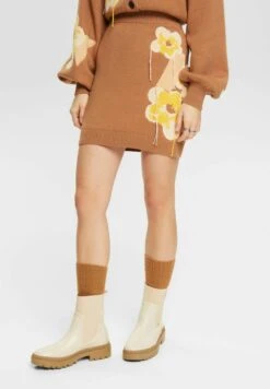 ESPRIT Mit Floralem Jacquard-Muster - Mini Skirt - Toffee
