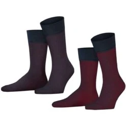 Esprit All Over Stripe 2 Pack Socks - Navy/Red