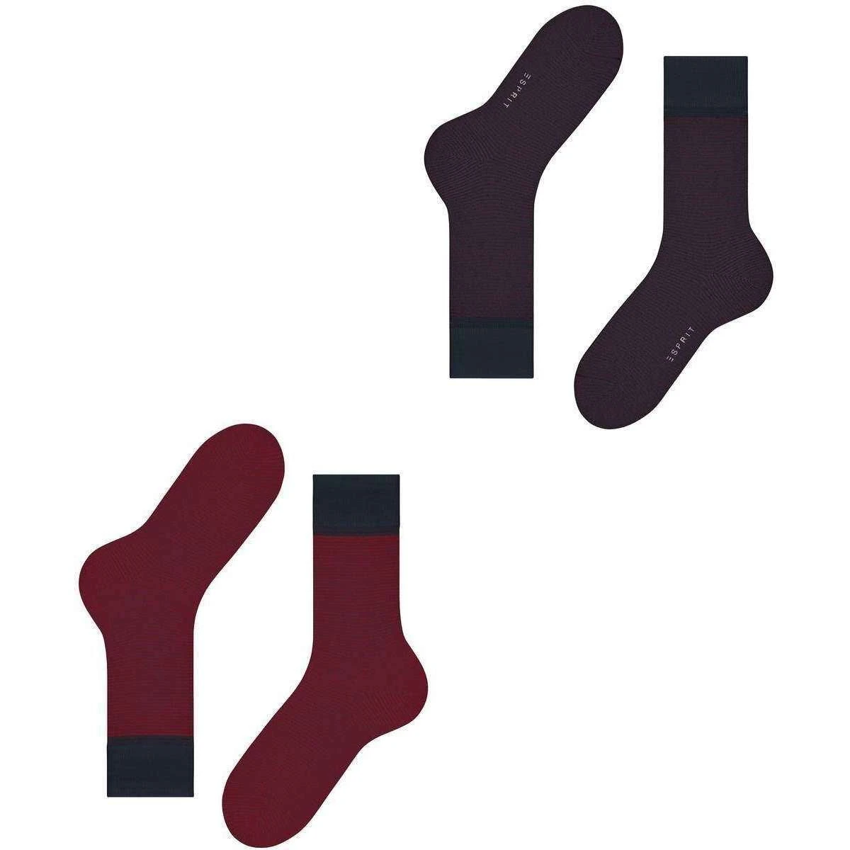 Esprit All Over Stripe 2 Pack Socks - Navy/Red 2 Esprit All Over Stripe 2 Pack Socks - Navy/Red - Image 2