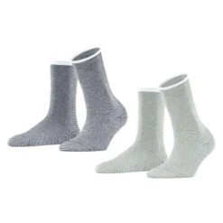 Esprit Allover Stripe 2 Pack Socks - Green