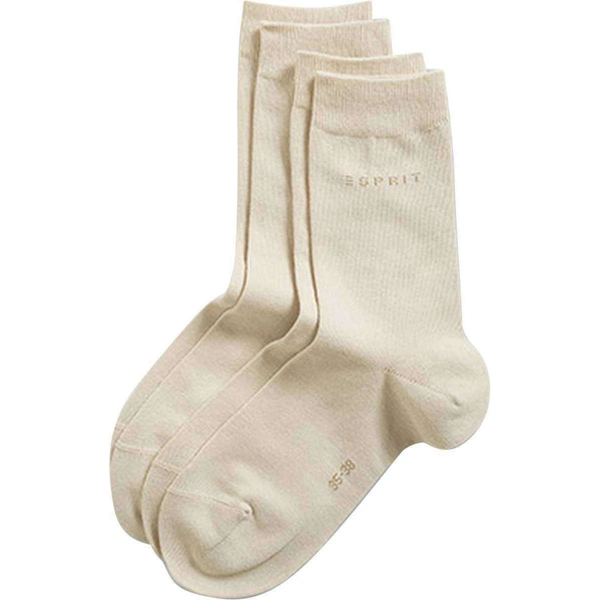 Esprit Basic Fine Knit Mid-Calf 2 Pack Socks - Cream 1 Esprit Basic Fine Knit Mid-Calf 2 Pack Socks - Cream