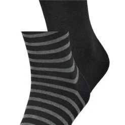 Esprit Fine Stripe 2 Pack Socks - Black -Esprit Sales Store esprit fine stripe 2 pack socks black 31021114