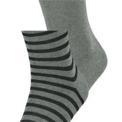 Esprit Fine Stripe 2 Pack Socks - Light Grey -Esprit Sales Store esprit fine stripe 2 pack socks light grey 31021129