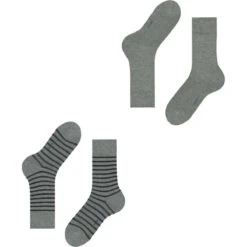 Esprit Fine Stripe 2 Pack Socks - Light Grey -Esprit Sales Store esprit fine stripe 2 pack socks light grey 31021130