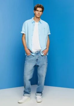 ESPRIT Kurzarm Mit Hahnentrittmuster - Shirt - Turquoise -Esprit Sales Store f42cbb4ce04049d785a4b4d5a5e446be